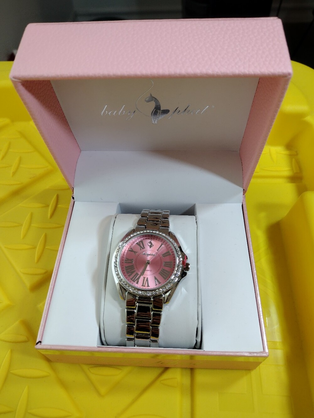 BABY PHAT WATCH BABY PHAT SILVER TONE RHINESTONES  PINK WATCH NEW